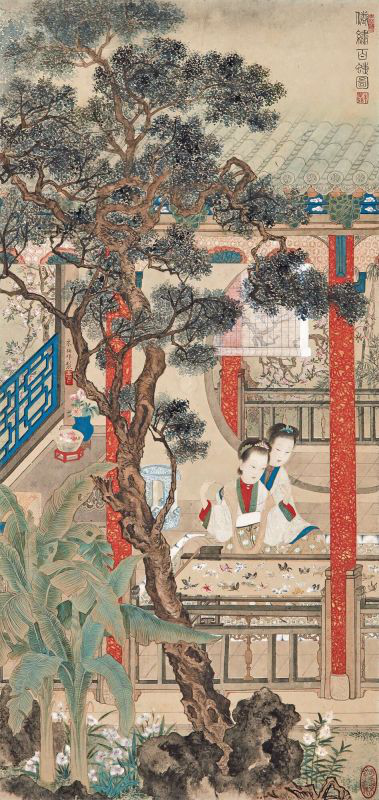 朱梅邨《倦繡百蜨圖》（估價四十萬至六十萬港元）